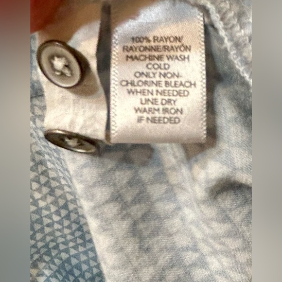 Blue & Grey Long Sleeve Draw-String Waist Mini Patterned Business Casual Dress - Picture 8 of 8